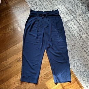 MADEWELL Drapey Paperbag Pants 14 navy blue ankle length like new